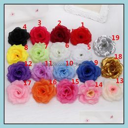 Artificial Rose Flower Heads Cloth Decorative Flowers Party Decoration Wedding Wall Bouquet White Roses 8Cm Drop Delivery 2021 Wreaths Fes
