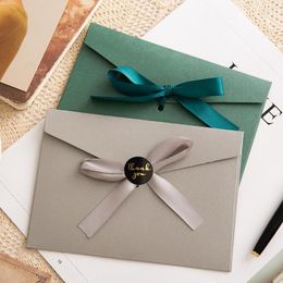 Gift Wrap 10pcs/set High Quality Ribbon Paper B6 & DL Size Envelopes Pearl DIY Wedding Business Invitation /Gift EnvelopesGift