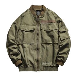 Men's Jackets Bomber Men Spring Casual Jacket Coat Men's Washed Pure Cotton Brand Clothing Male Army Green Cargo Coats M-5XLMen's