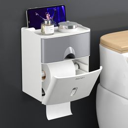 Multifunction Toilet Paper Holder Waterproof Tissue Storage Box Creative Wall Mount Bathroom Product Accessories 220523