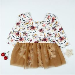 Fashion-Girl Printed Gauze Dress Baby Long Sleeve Horse Print Dresses Kids Spring Autumn Skirts Children Clothes