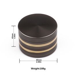 Smoking hookah Pipe 63mm diameter flat top 4-layer metal smoke mill two gold rimmed Jinsha black smoke mills