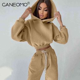 2021 Autumn Winter Tracksuits Hooded Sweatshirt Suits For Women Fleece Hoodies Pullovers Hoodie and Pants 2 Piece Set Sweatpants T220729