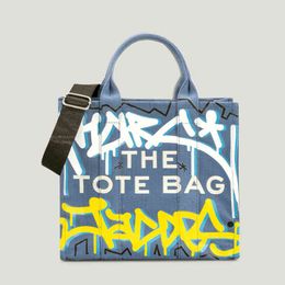 Large Capacity Canvas Tote Women Shoulder Bag Letter Printed Graffiti Crossbody Bags for Women Casual Denim Cloth Women Handbag