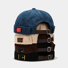 Beanie/Skull Caps Brand Vintage Beanie Hats Men Women Spring Autumn Landlord Hat Streetwear Hip Hop Brimless Corduroy Docker Cap Wholes Ljvr