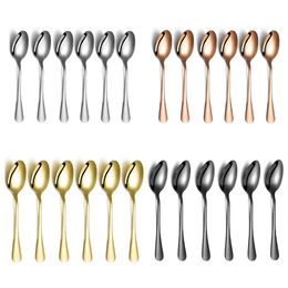 wholesale dishwashers Canada - 12-piece Colourful Teaspoon Round Soup Spoon 18 10 Stainless Steel Silverware Dinner Bouillon Round Spoons Sets Dishwasher Safe 6.8 Inches
