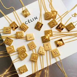 Letter Designer Celi Square Brand Clavicle Chain Necklace Family Name Small Fragrance National Fashion Couple