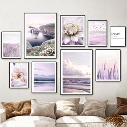 Paintings Mountain Ocean Reed Lavender Dahlia Cloud Nordic Posters And Prints Wall Art Canvas Painting Pictures For Living Room Decor