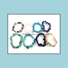 Beads Natural Healing Crystal Bracelet Mti Colors Gemstone 15-18Cm Stretch Real Stone For Hand Decoration Drop Delivery 2021 Arts Crafts