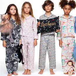 EnkeliBB Brand Design Kids Girls Long Sleeve Pyjama Sets Fashion Stars Pattern Home Wear LJ201216