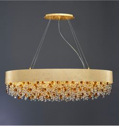 New modern crystal chandelier for dining room oval design kitchen island hanging cristal lamp gold home decor led cristal lustre