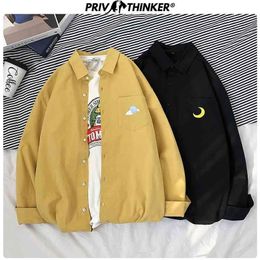 Privathinker Men Spring Cotton Long Sleeve Shirts Men's Harajuku Blouse Streetwear Woman Clothes Male Casual Shirts Tops 210331