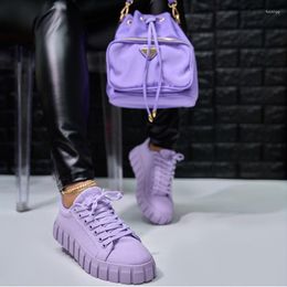 Dress Shoes Women 2023 Fashion Purple Vulcanized Sneakers Platform Flats Ladies Casual Breathable Wedges