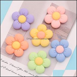 Party Favour Event Supplies Festive Home Garden Five Petal Flower Resin Accessories Cream Drop Glue Diy Mobile Phone Case Decorative Hair O