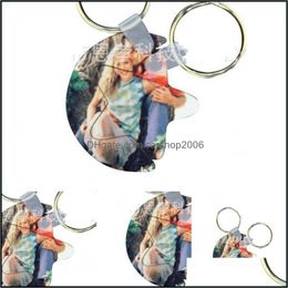 Party Favor Event Supplies Festive Home Garden Metal Key Buckle Sublimation Blank Cute Diy Pattern Chain Mdf Star Moons Shape Knapsack Rin