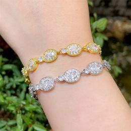 Shiny Womens Bracelets Jewellery White AAA Cubic Zirconia Charm bracelet 18k Gold Silver Diamond Copper Top Quality Brass Bracelet Bangles For Women Party Girls Gift