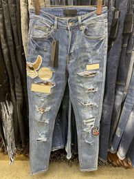 2023 Fashion Designer Mens Casual Graffiti long Pant Jeans Rock Revival Trousers Straight Slim Elastic Denim Fit Moto Biker Trendy Streetwear