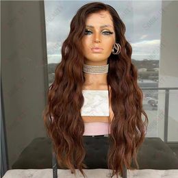 Ombre Chocolate Brown Colour 360 Lace Front Natural Wave Human Hair Wigs 13X4 Frontal Unprocessed Brazilian Remy Hair 5X5 Closure Wig
