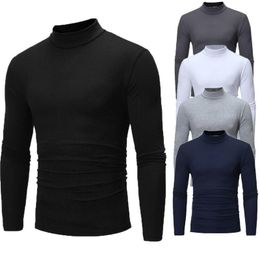 Men's Sweaters Brand Gothic Men Turtelneck Sweater Pullover Long Sleeve Stretch Slim Basic Turtleneck Male Blouse Spring ClothesMen's