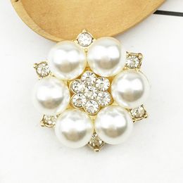 25mm Flower Rhinestones Buttons Pearl Button Wedding Decoration Diy Alloy Diamond Crystal Bow Accessories