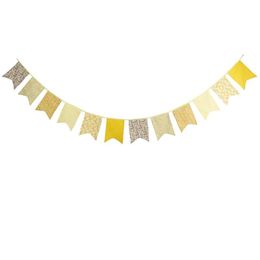 Party Decoration 12 Flags Bunting Fabric Banners Personality Baby Shower Birthday Garland Carnival