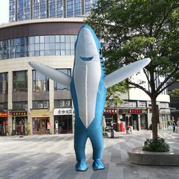 Mascot doll costume NEW Cute Inflatable Blue Shark Mascot Costume Suits Party Game Dress Outfits Clothing Christmas Unsiex Gift