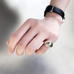 Japanese Simple Style Round Bubble Shape Tail Ring 925 Sterling Silver Material Casual Fashion All-Match Jewellery Accessories