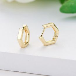 Hoop & Huggie Gold Color Plated Hexagonal Geometry Earrings For Women /Men Prevent Allergy Earring Jewelry Party Accessories GiftsHoop Kirs2