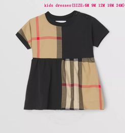Designer Newborn Baby Dress Kids Girls Dresses Kids Short Sleeve Plaid Skirt Casual Clothing