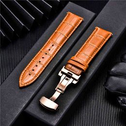20mm 22mm Leather Strap with Butterfly Clasp for Huawei GT 2 / Pro / 2E / GT 46mm Strap for HONOR Magic ES Wrist band G220420