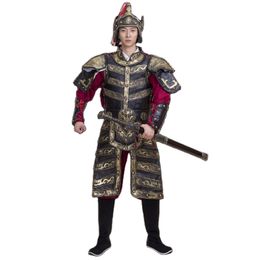 Ancient Ethnic Clothing China Army General Armour Stage Show Performance Movie TV Play Use Woman Outfit Hanfu Men's Costume Armour Corselet