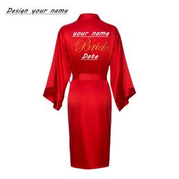 JRMISSLI Personalized Bride Robe Team women custom wedding bathrobe female Satin silk bridesmaid robes for women bridal robes LJ200822