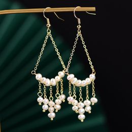 Dangle & Chandelier Pearl Earrings For Women 925 Silver Accessories White Charm Gemstones Fashion Amulets Natural Jewellery Vintage Real Desig