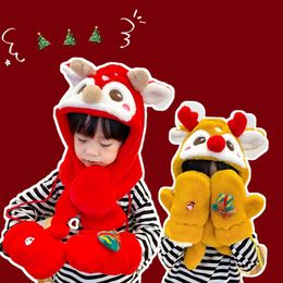 Berets Children Hat Scarf Gloves Set Faux Fur Autumn Winter Plush Warm 2-8 Years Old Boys Girls Casual Kids Cartoon Cute CapsBerets BeretsBe