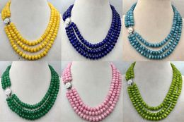 3 linhas 5x8mm Natural Multicolor Facetado Gemstone Abacus Beads Colar 18-20 ''