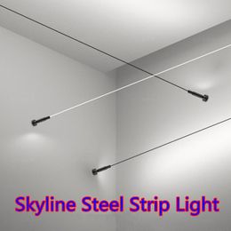 Wall Lamp Skyline Linear Strip Family Decoration Black White Steel Bar Villa Aisle Diy Length LED Light Cutting Slim SconceWall