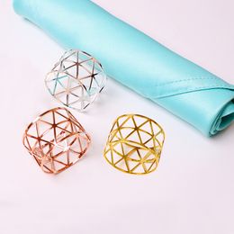 Gold Hollow Napkin Rings Serviette Buckle Silver Round Holder Wedding Hotel Table Dinner D2071