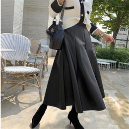 Skirts Alien Kitty Flare PU Oversize Loose Office Lady Winter Chic Retro Plus Size 2022 Femme Fashion Women Prom