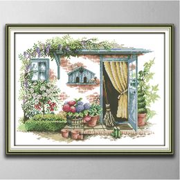 Flower room home decor paintings ,Handmade Cross Stitch Craft Tools Embroidery Needlework sets counted print on canvas DMC 14CT /11CT
