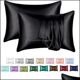 Pillow Case Bedding Supplies Home Textiles Garden 2 Pack Luxury 12 Colours High Quality Silky Satin Individual Package Envelope Closure Kin