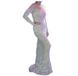 2022Sexy White Long Woman Evening Dress Gown 2022 Sequins Robe De Soir Parties Plus Size Bride Dress Prom Party Gowns