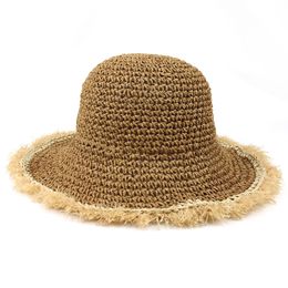 Summer Travel Foldable Straw Temperament Bucket Hat Women Outdoor Sun Protection Hat Holiday Cool Seaside Beach Cap