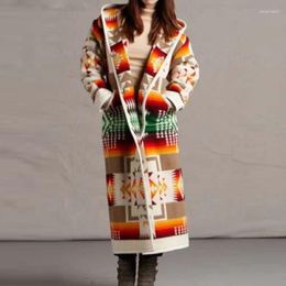 Trench da donna 2022 Giacca da donna con cappuccio stampata con giacca a vento lunga per il commercio estero autunno e inverno