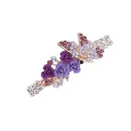 Fashion Crystal Floral Barrettes Hairpin Girl Ladies Hairwear Jewellery For Women Rhinestone Alloy Party Leaf Hair Clips
