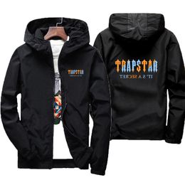 Дизайнерская куртка печатная печать Trapstar Spring и лето новая мужская уличная ветра с капюшоном на молнии Thin Sports Leisu