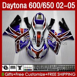 Motorcycle Bodys For Daytona600 Daytona650 02-05 Bodywork 132No.44 Cowling Orange blue Daytona 650 600 CC 02 03 04 05 Daytona 600 2002 2003 2004 2005 ABS Fairing Kit