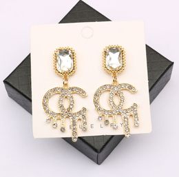 Mixed Simple 18K Gold Plated 925 Silve Letters Stud Brand Designers Geometric Famous Women Crystal Rhinestone Pearl Earring Jewellery