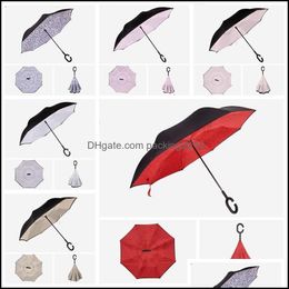 Umbrellas Rain Gear Housekee Organization Home Garden Ll Creative Inverted With C Handle Reverse Windproof Umbrella Dhwzb