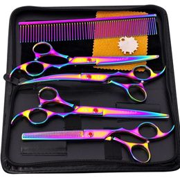 5pcs Stainless Steel Pet Dogs Grooming Scissors Cat Hair Thinning Shear Edge Scissors For Dogs Animal Barber Cutting Tool 220423