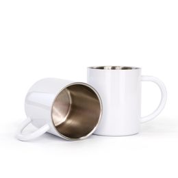 Sublimation Blank Coffee Mugs Camping Cup 10oz Double Walled Stainless Steel Camping Mug with Handle